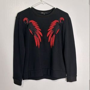 Maje Tonnerre Bird Embroidered Sweatshirt in Black womens Size 1 / XS